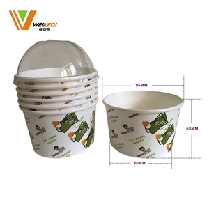 Boîtes d'emballage de yaourt carrées Conteneur de glace Sundae congelé avec cuillère en plastique en bois Tasse de papier de crème glacée écologique à emporter - Product Image 1