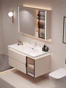 <span class=keywords><strong>Meuble</strong></span> sanitaire de salle de bain suspendu au mur de 30 pouces en contreplaqué de miroir avec lavabo en céramique - Product Image 2