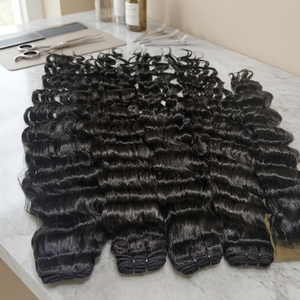Extensiones de Cabello Humano Remy Virgen 100% Premium, 16 Pulgadas, Ondulado Suelto, Cabello Indio, Tejido a Máquina, Doble Trama, Solo Color Más Oscuro - Product Image 3