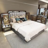 Ensemble de lit double réglable de luxe Queen en vente Mobilier de chambre à coucher en bois personnalisable avec massage et rangement