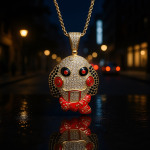 Collar con Colgante de Dibujos Animados XL720, Chapado en Oro de 18K, Cadena de Cuerda con Circonita Cúbica, Joyería de Moda Hiphop Unisex, Regalo - Product Image 2