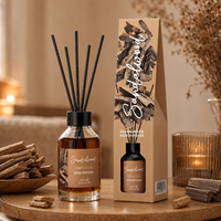 Diffuseur à bâtonnets 100ml Oud Bois de Santal Parfum Boisé Parfum d'Ambiance Maison Bâtonnets Longue Durée Désodorisant Huile Naturelle Cadeau de Luxe