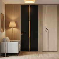 Porte intérieure moderne en bois massif à double battant avec isolation phonique et vitrage, design français, pour hôtels, hôpitaux, halls, villas et sous-sols