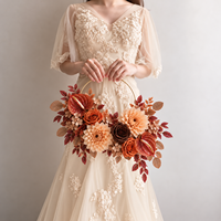 Bouquet de fleurs artificielles vintage français pour l'automne, arrangement floral mélangé aux tons terreux, fait main pour mariage