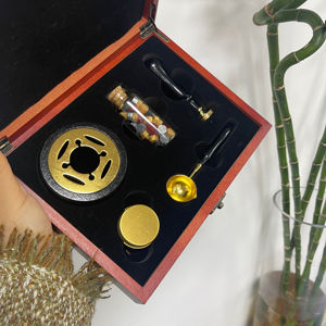 חותמת שעווה חותמת חותמת עץ תיבת שעווה אום מקלות ערכת חותמת עץ חתונה - Product Image 1