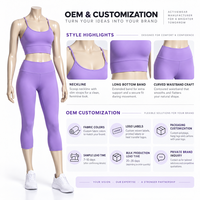 Ensemble de vêtements de sport pour femmes en 2 pièces, spandex/nylon, anti-odeur, protection UV, extensible dans quatre directions, taille élastique, pantalon longueur cheville, OEM