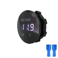 Voltmètre numérique LED rond étanche DC 5V-48V pour bateau à moteur et moto (blanc)
