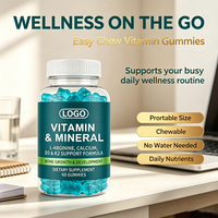 Gummies pour la croissance osseuse des enfants et adolescents, supplément de vitamines et de minéraux à mâcher, Calcium D3 K2 L-Arginine, 60 gummies