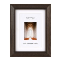 Marco de Fotos de Madera Oscura de Doble Uso para Decoración del Hogar, Exhibición en Mesa o Colgado en la Pared, Marco para Pinturas con Paspartú Blanco
