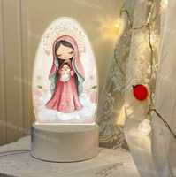 Vierge Marie et Jésus LED veilleuse religieuse USB lampe de prière catholique lueur douce Design emblématique pour autel chambre chapelet dévotion