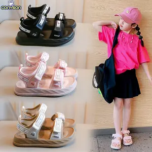 Conyson 2024 Summer Girls Fashionable Shoes Soft Sole Rubber Flat Sandals Non-slip Beach Shoes Big Kids Princess Sports Sandals