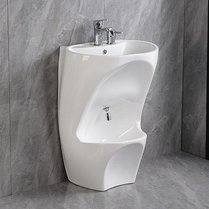 Moderno Lavabo Wudu de Estilo Medio Oriente para Musulmanes, Lavabo de Cerámica Integrado, <span class=keywords><strong>Pequeño</strong></span> Lavabo Ovalado para Pies <span class=keywords><strong>con</strong></span> Lavamanos para Cara y Manos - Product Image 1