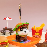 Porte-clés en peluche animal mignon en forme de hamburger, mini chien, cochon, éléphant, poupée en peluche, pendentif de sac, ornement de sac à dos, cadeau pour enfants