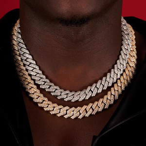 Cuban Chain Necklace 14mm Double Row Full Zircon Micro Set Hip Hop Men's Fashion Jewelry Geometric Design Gift - Product Image 4