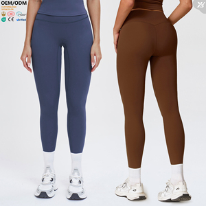XW-CCK8519 Breathable Quick Dry Women Pants High Waist Sportswear Solid Pattern Body <strong>Shaped</strong> Gym Fitness Custom Yoga <strong>Leggings</strong> - Product Image 1