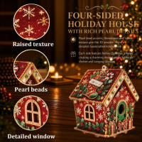 Kit d'art de Noël 3D en perles et diamants pour maison en bois, décoration de Noël DIY, ornement à suspendre pour arbre ou table, cadeau personnalisable