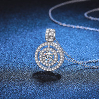 Collier pendentif rond en moissanite XL115, argent sterling S925, collier de luxe pour femmes, cadeaux pour la Saint-Valentin et les anniversaires