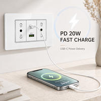 Enchufe de Pared con Panel de Vidrio Templado Estándar Italiano, con USB Tipo C, Carga Rápida de 20W, Tomacorriente Modular para Hogar, Hotel y Oficina