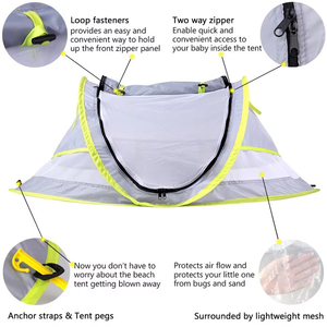 Carpa Plegable para Niños con Protección Solar UPF 50+, Cama Móvil para Exteriores, Carpa de Playa con Mosquitera - Product Image 3