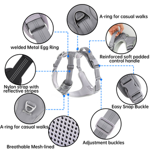 2025 최신 패션 스타일 그레이 시리즈 개를위한 사용자 정의 로고와 나일론 안티 풀 반사 개 하네스 - Product Image 2