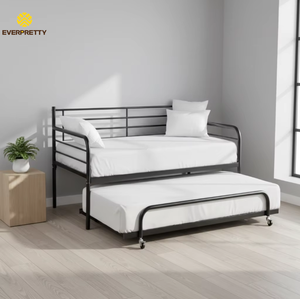 Canapé-<span class=keywords><strong>lit</strong></span> moderne en métal noir avec cadre extensible et <span class=keywords><strong>lit</strong></span> <span class=keywords><strong>gigogne</strong></span> pour petit appartement, dortoir, hôtel - Meubles Codon - Product Image 2