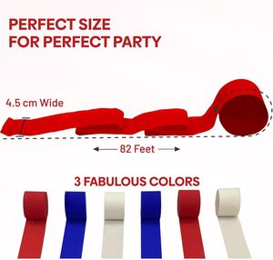 6 pièces/paquet Guirlandes en papier crépon pour décorations américaines, décorations de fête américaines, 4 juillet, décoration de classe, accessoire de photomaton - Product Image 6