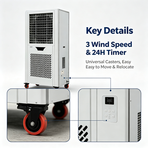 Refroidisseur <span class=keywords><strong>d</strong></span>'air <span class=keywords><strong>mobile</strong></span> commercial 24000 BTU, <span class=keywords><strong>climatiseur</strong></span> portable 8720W, 3 vitesses, minuterie 24H, R410, pour atelier, entrepôt, garage, tente - Product Image 4