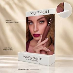 Expositor de Acrílico Blanco Plegable Resistente al Agua para Máscara de Pestañas y Brillo Labial con Impresión Completa en la Parte Posterior, Logotipo de Marca Personalizado, Mostrador de Cosméticos - Product Image 2
