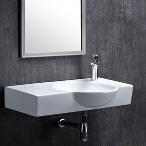 Wastafel kamar mandi keramik mangkuk wastafel gantung dinding Modern Mewah Satu buah baskom gantung dinding Euro - Product Image 4