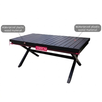 Table de salle à manger télescopique en aluminium de qualité commerciale, plateau en bois plastique résistant aux intempéries, extensible, pour restaurant, café