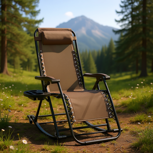 Silla Mecedora para Exteriores Oasis Zero Gravity Marrón con Reposacabezas, Bandeja y Soporte para Teléfono - Product Image 2