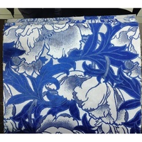Tissu en velours coupé jacquard géométrique 3D arabe classique bleu de luxe TengHui 100% polyester tricoté pour canapé, rideau, textile de maison