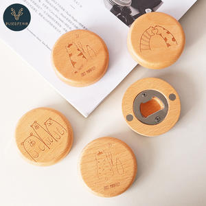 فتاعة زجاجات مستديرة من الخشب الصلب من الخيزران ، مغناطيس للمنزل والنبيذ قابل للتخصيص مع شمع - Product Image 3