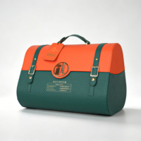 Boîte cadeau moderne en cuir PU bicolore vert et orange, style sac à main, avec fermeture magnétique, pour marque de mode