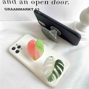 Support de téléphone portable pliable et portable en ABS flexible avec ventouse magnétique et anneau de maintien pour bureau, design feuille de plante - Product Image 4