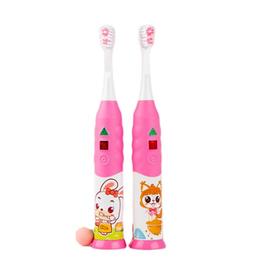 Cute Animal Brush vibration traffic LED light 1 mins Timer waterproof battery powered kids electric toothbrush