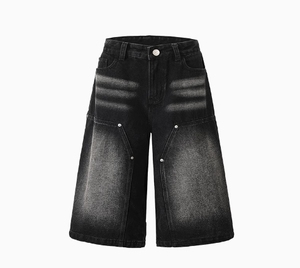 Hip Hop Jorts Washed Denim <strong>Shorts</strong> Men's Washed Vintage <strong>Old</strong> Loose Straight Wide-leg <strong>Shorts</strong> Oversized - Product Image 1