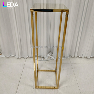 LEDA Wedding Event <b>Party</b> <b>Table</b> Decor Modern Basic Model Gold Stainless Steel Square Metal Flower Stand - Product Image 3