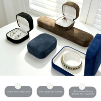 Boîte à bijoux ronde en velours marron en gros FANDIJI, mini boîte à bagues et boucles d'oreilles, coffret d'emballage de luxe personnalisable pour votre logo