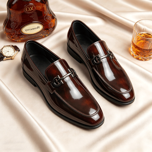Mocassini di Lusso da <span class=keywords><strong>Uomo</strong></span> in Pelle Marrone Scuro, Eleganti <span class=keywords><strong>Scarpe</strong></span> Formali Slip-on a Specchio per Gentiluomini - Product Image 5