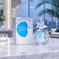 Parfum MYSTIC MOON LADY, design unique en forme de croissant de lune argenté, floral, fruité, boisé, longue tenue, coffret cadeau EDP
