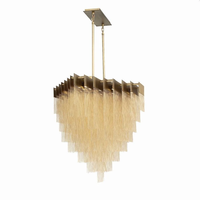 Lustres de luxe modernes pour salon Chaînes lumineuses à pompons pour villa et hôtel Luminaires décoratifs italiens noir/or