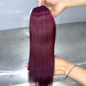 ผมแท้เวียดนาม Ksix Luxury Hair Super Double Drawn สีแดงไวน์เข้ม แบบตรงธรรมชาติ  ถักทอแบบ Double Weft  สำหรับทำวิกผม - Product Image 6