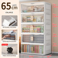 Boîte de rangement pliable portable en PP pour la maison, organisation des aliments/jouets, gain de place, empilable, avec roulettes, capacité 35L+