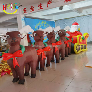 Decoración navideña personalizada enorme gigante inflable Navidad Santa Claus en trineo con renos - Product Image 3