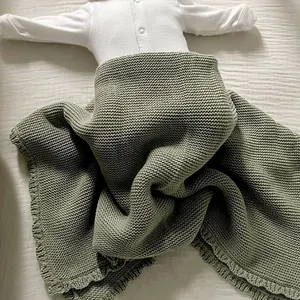 Cobertor de algodão macio para presente de bebê recém-nascido cobertor personalizado de malha para carrinho de bebê