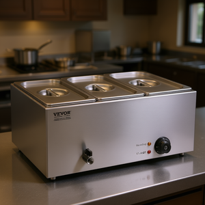 เครื่องอุ่นอาหารไฟฟ้าเชิงพาณิชย์ Vevor แบบ 3 ช่อง ขนาด 17.4 ควอร์ต ทำจากสแตนเลส สำหรับวางบนเคาน์เตอร์บุฟเฟ่ต์ เหมาะสำหรับโรงแรมและร้านอาหาร - Product Image 2