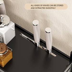 Organiseur d'<span class=keywords><strong>épices</strong></span> de comptoir de cuisine <span class=keywords><strong>à</strong></span> 2 niveaux en métal réglable en hauteur, <span class=keywords><strong>étagère</strong></span> de comptoir antirouille avec porte-couteaux pour garde-manger - Product Image 6