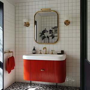 Meuble de salle de bain mural moderne d'usine, comprenant un miroir avec éclairage LED - Product Image 1