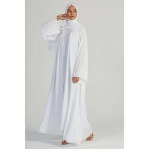 <span class=keywords><strong>Abito</strong></span> <span class=keywords><strong>da</strong></span> <span class=keywords><strong>sera</strong></span> modesto impreziosito con motivo bianco Abaya aperto Premium - Product Image 4